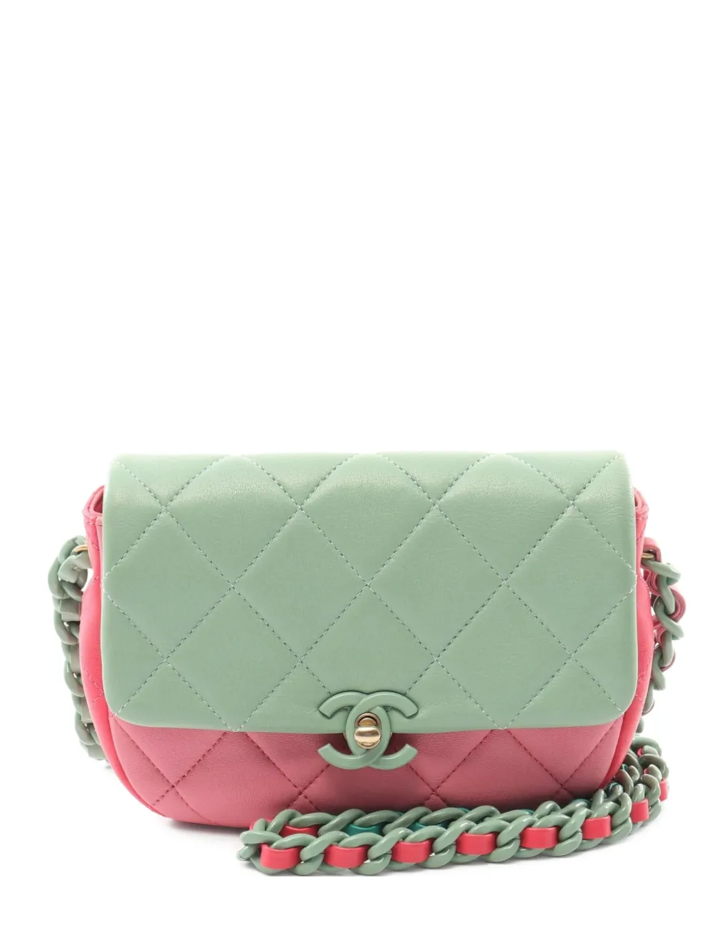 CHANEL Pre-Owned bolsa mini con diseño color block 2021 | verde | Image 1