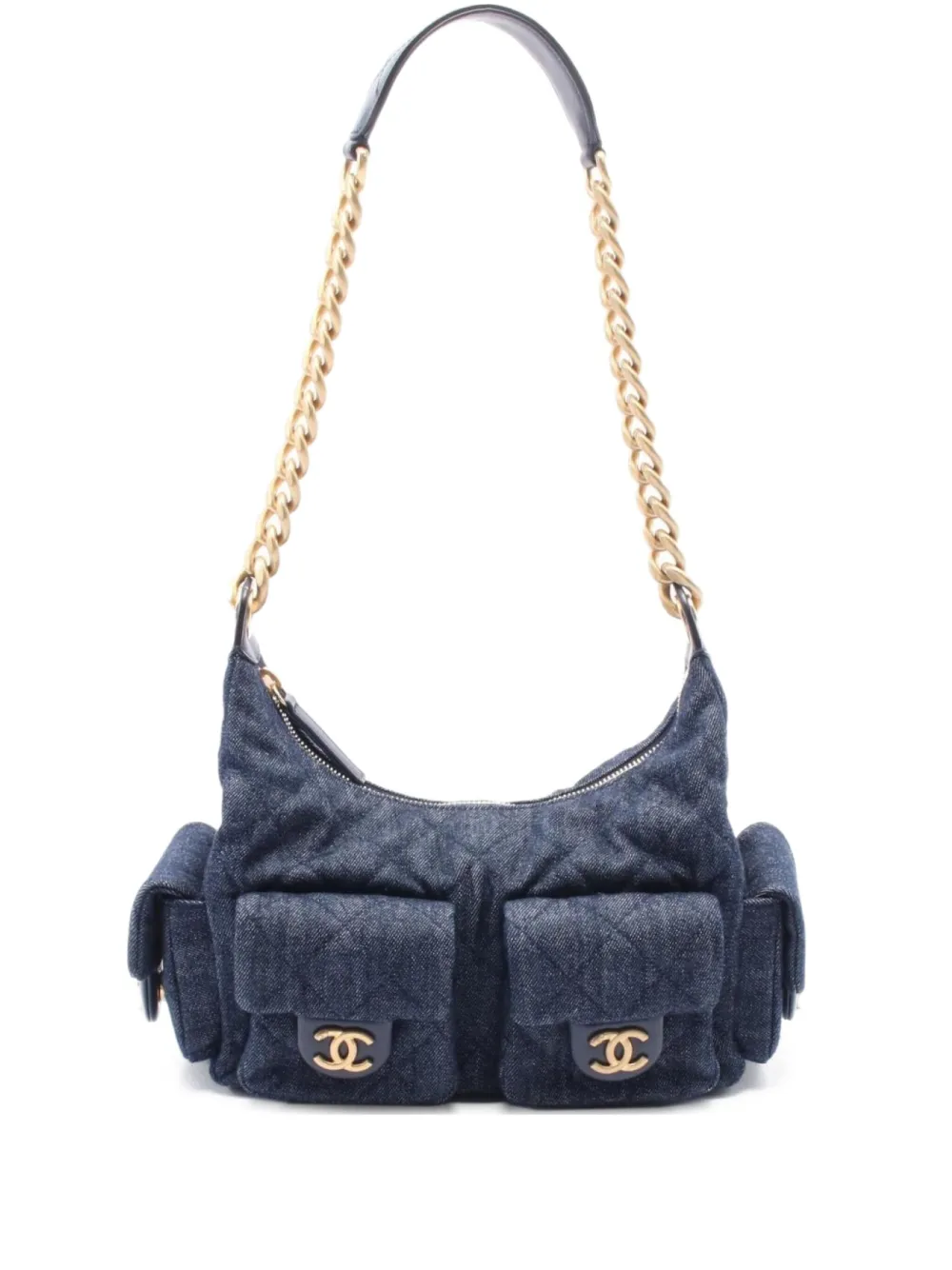CHANEL Pre-Owned 2021 マトラッセ デニム ショルダーバッグ - ブルー CHANEL Pre-Owned 2021 マトラッセ デニム ショルダーバッグ - ブルー