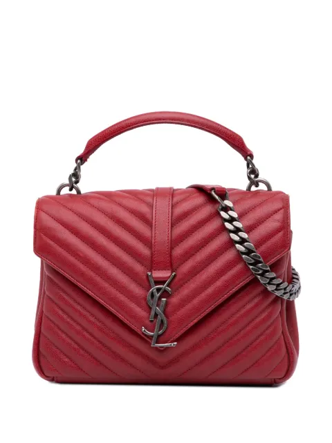 Saint Laurent Pre-Owned 2016 Medium Chevron Sheepskin Monogram College Bag satchel