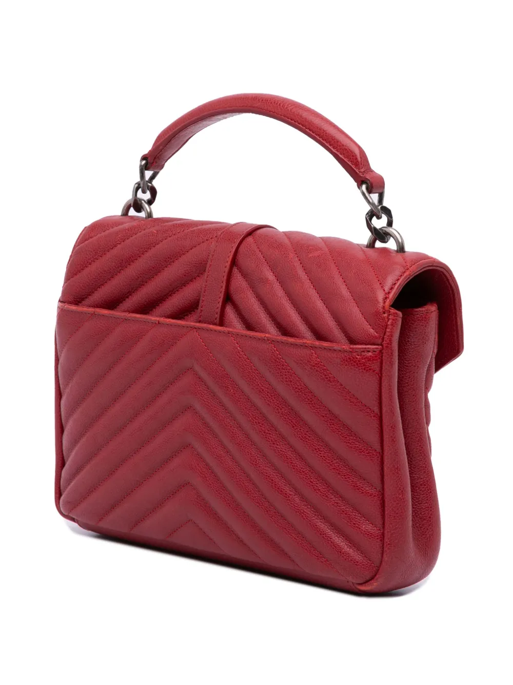Pre-owned Saint Laurent 2016 Medium Chevron Sheepskin Monogram College Bag Satchel