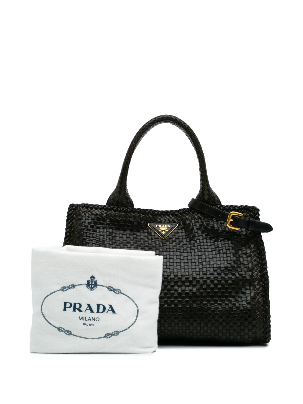Prada Pre-Owned 2000-2024 Small Goatskin Woven Madras satchel | Pre-Owned | Image 2