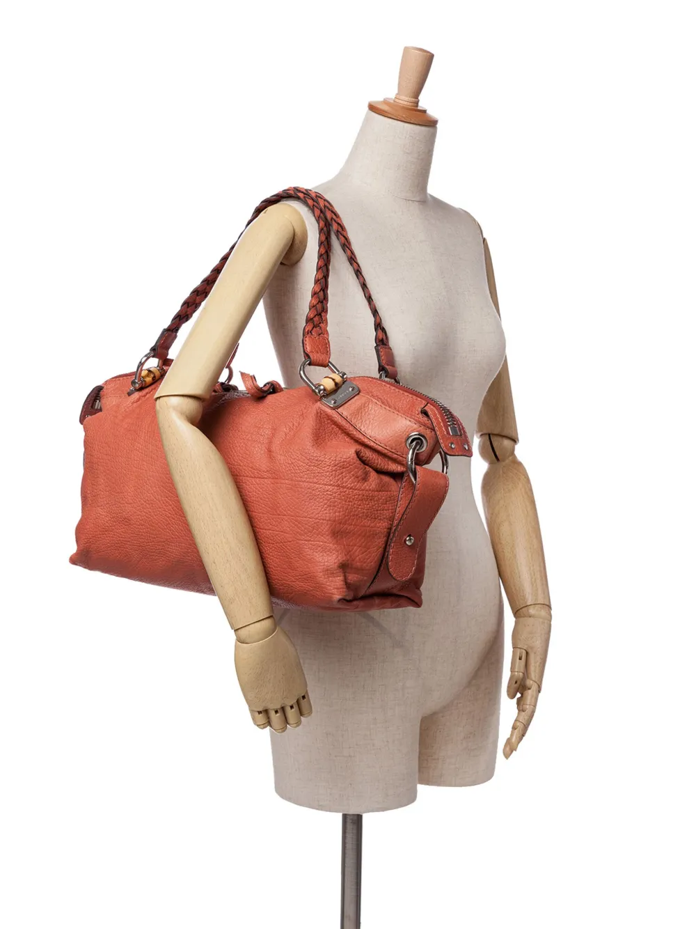 Pre-owned Gucci 2000-2015 Medium Leather Bamboo Bar Tote Bag In Orange