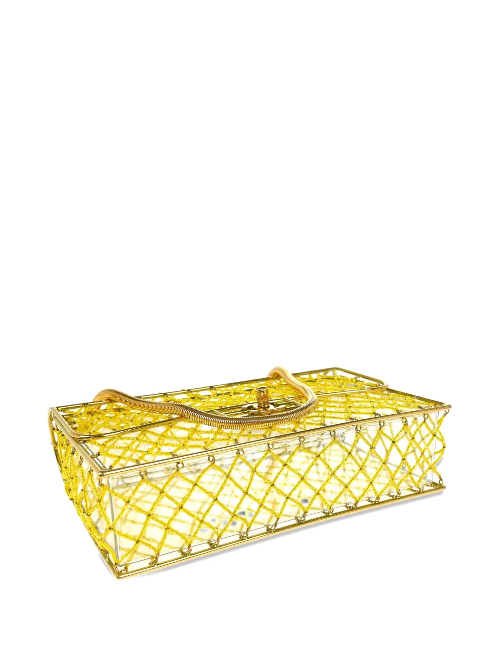 Pre-owned Chanel 1990-2000s Beaded Basket Shoulder Bag In Yellow