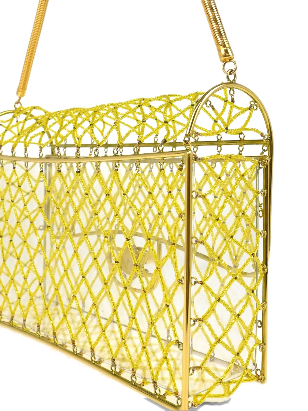 Pre-owned Chanel 1990-2000s Beaded Basket Shoulder Bag In Yellow