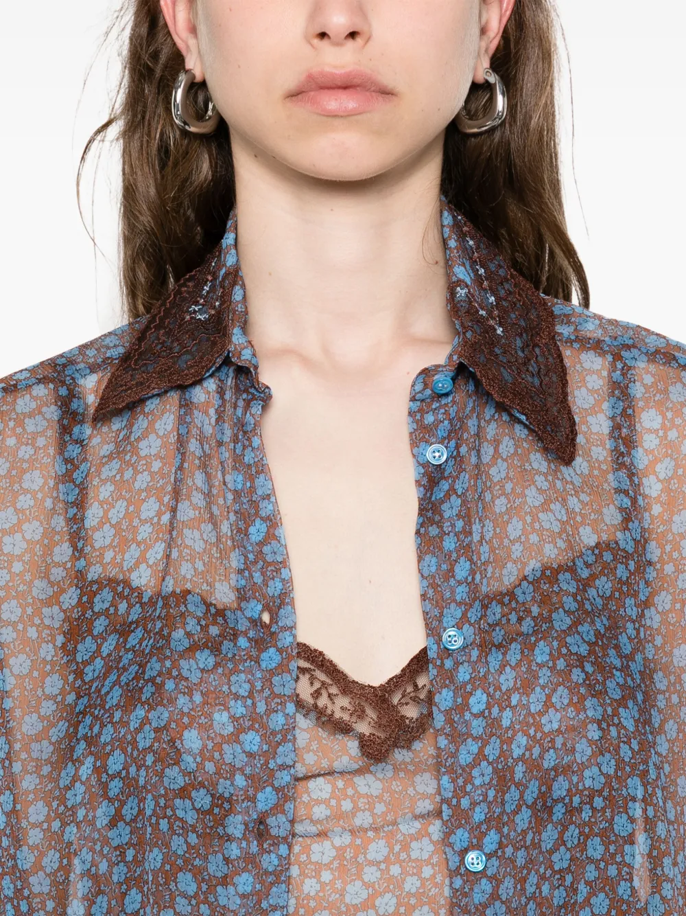 Ermanno Scervino Chiffon blouse Bruin