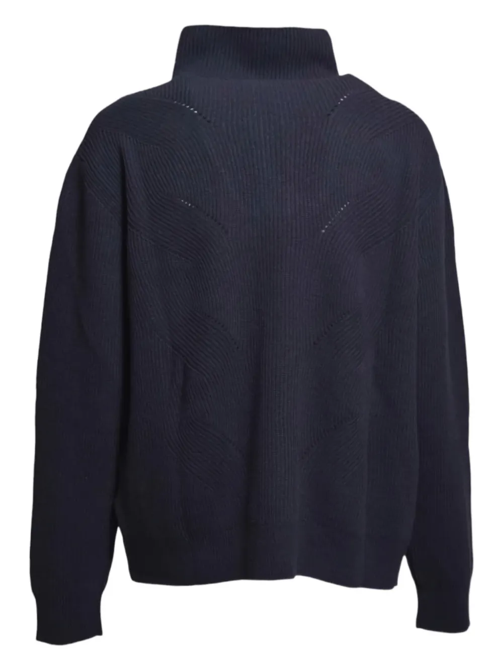 Paura zip-neck ribbed-knit sweater - Blauw