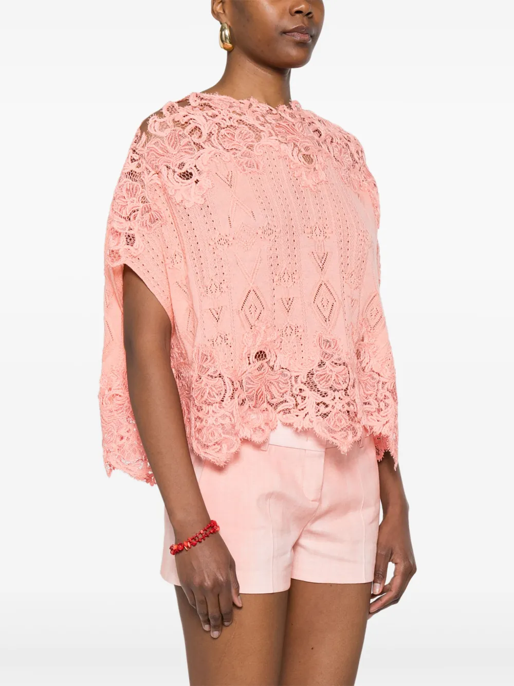 Ermanno Scervino Blouse van kasjmierblend Roze