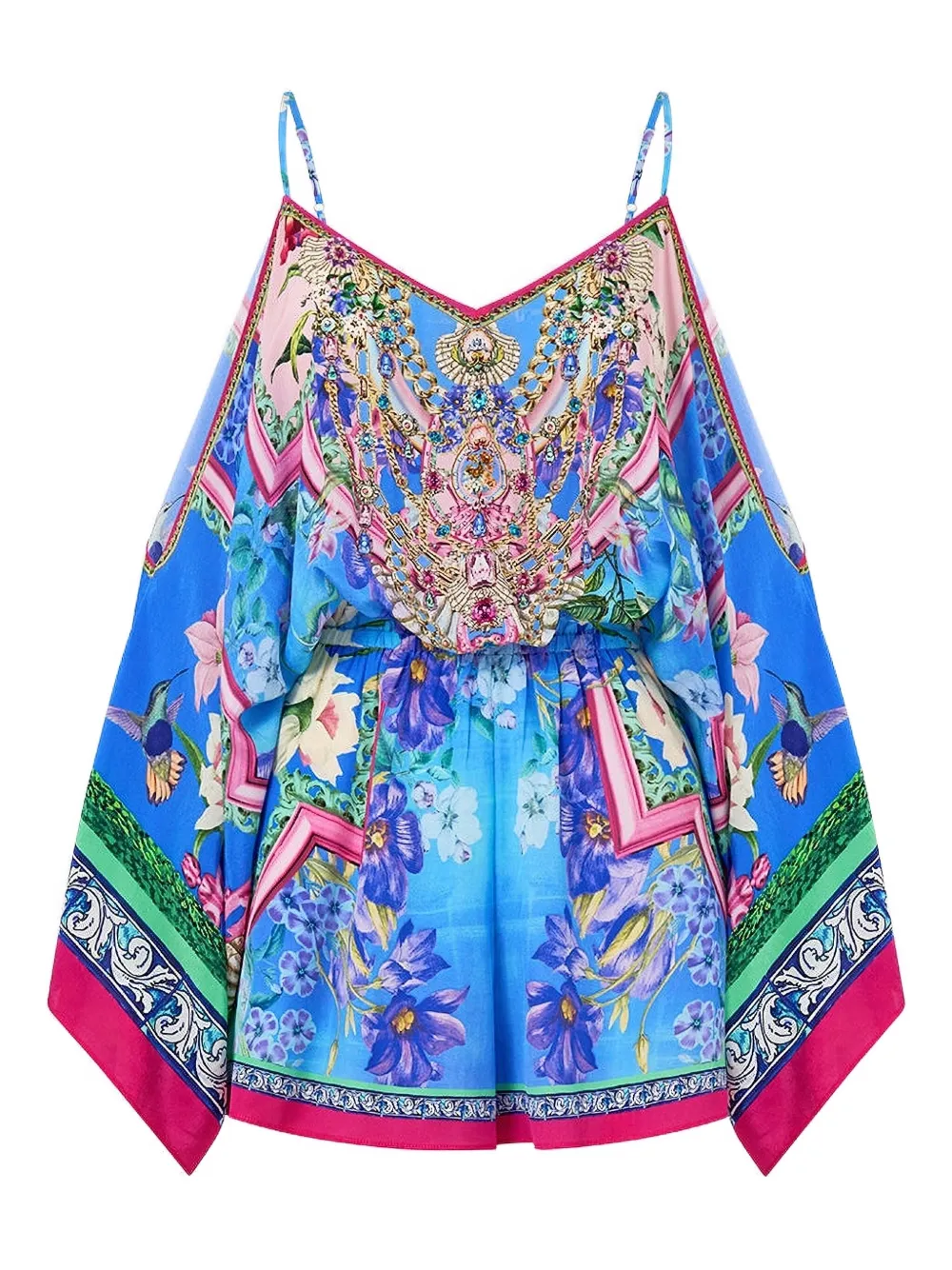 Camilla drop-shoulder playsuit | Blue | Image 1