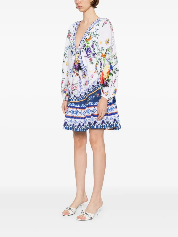 Camilla Tiles Darls Blouson Dress | White | FARFETCH