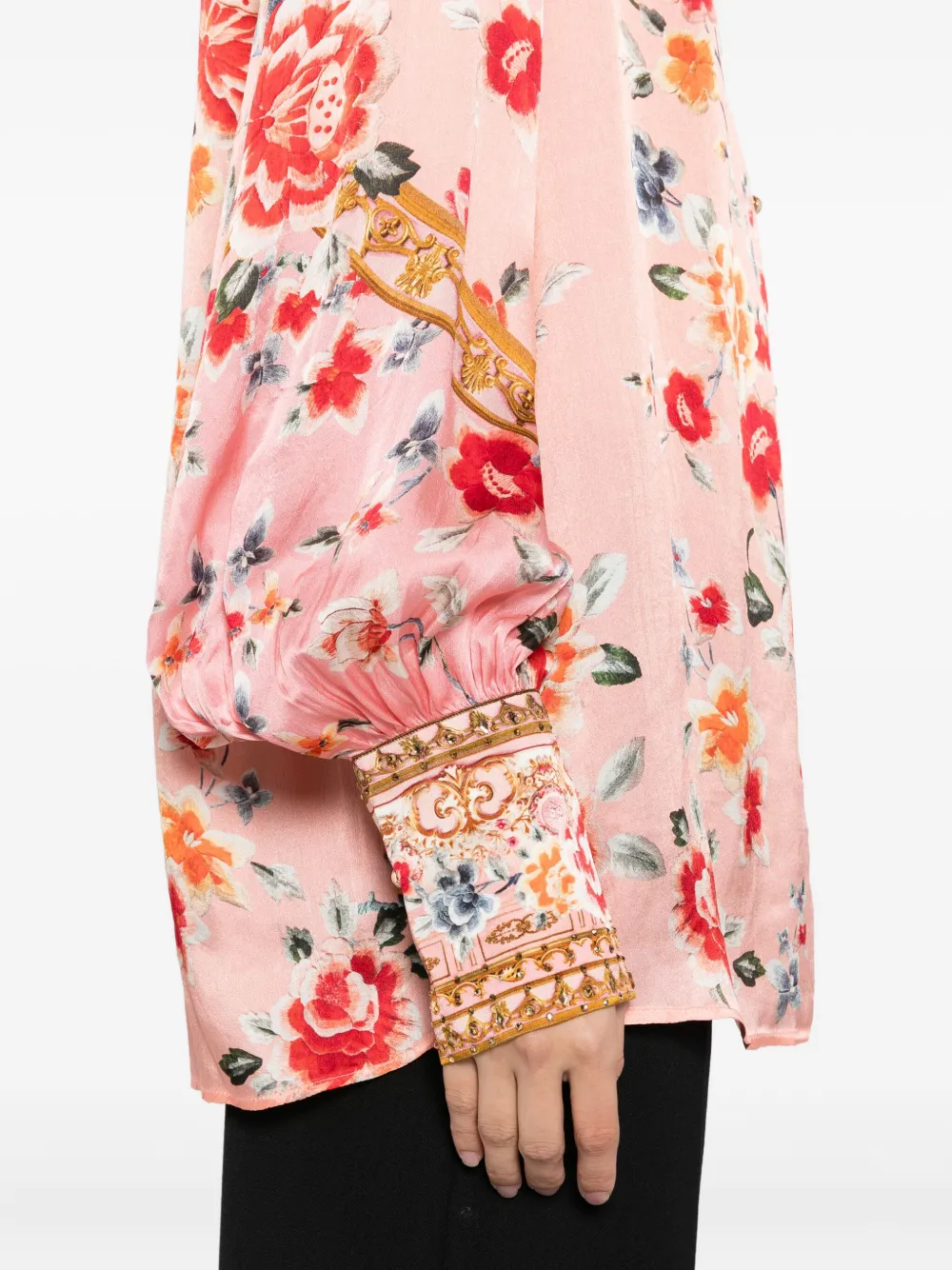 Camilla floral-print shirt Roze
