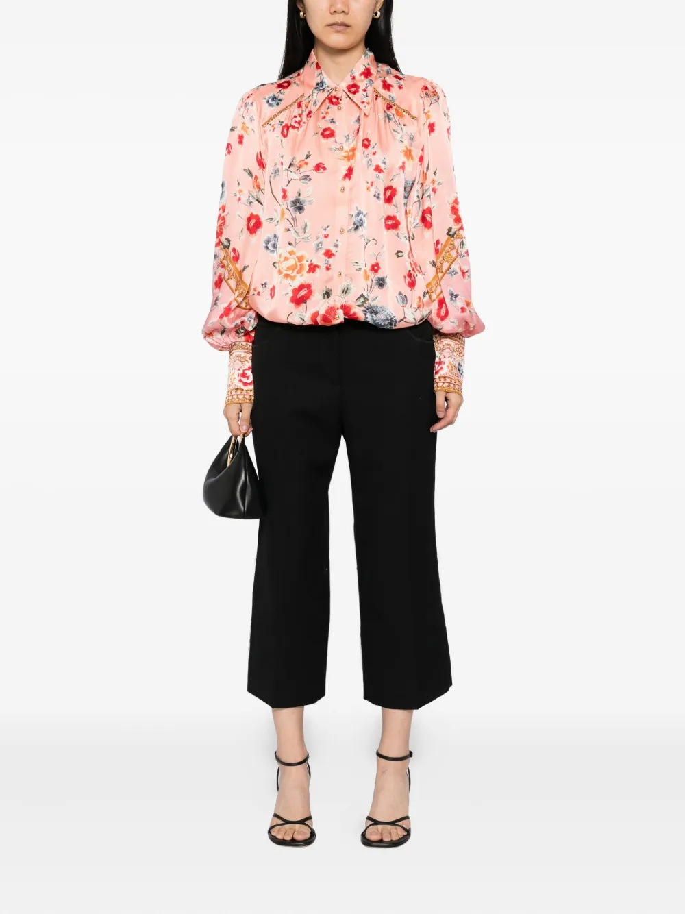 Camilla floral-print shirt Roze
