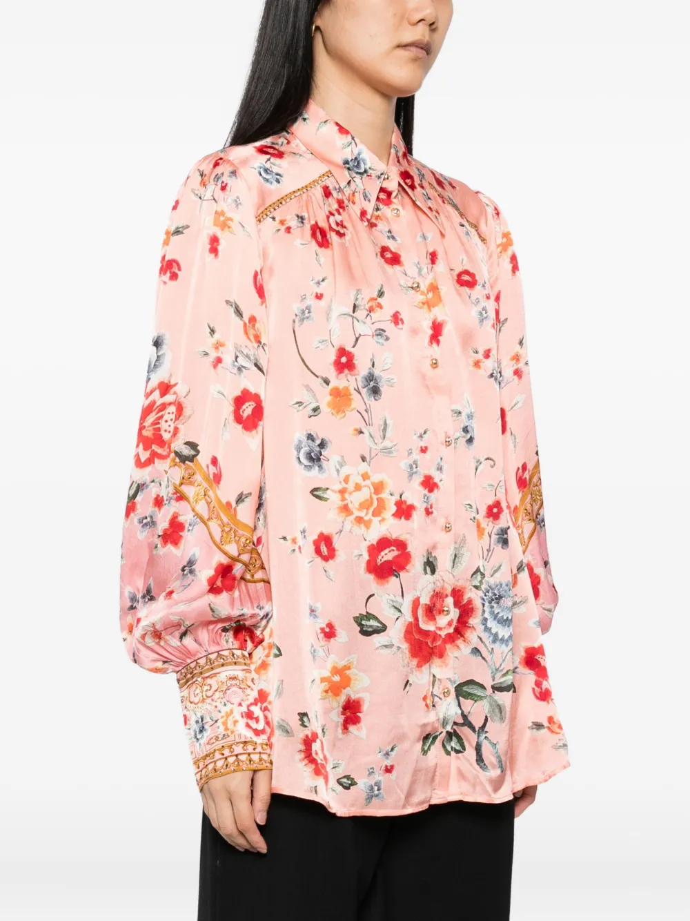 Camilla floral-print shirt Roze