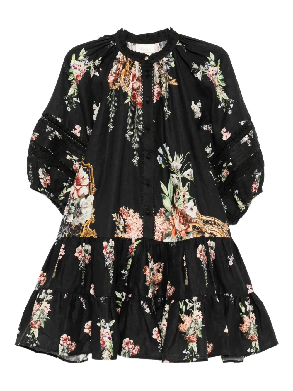 Camilla Noble Endeavors Puff Sleeve Linen Shirtdress In Black