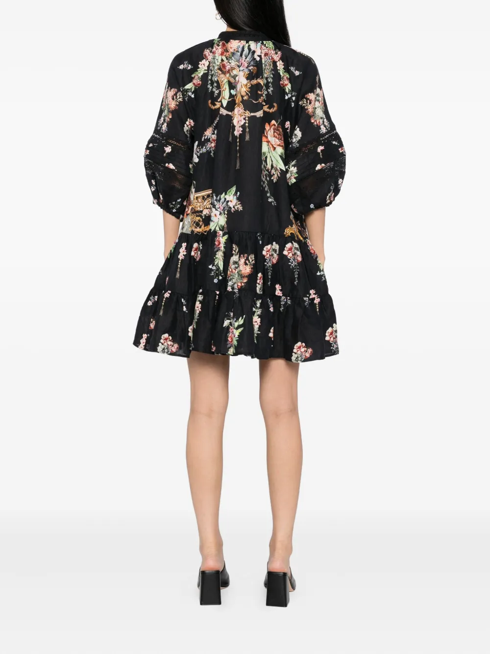 Camilla Noble Endeavors Puff Sleeve Linen Shirtdress In Black