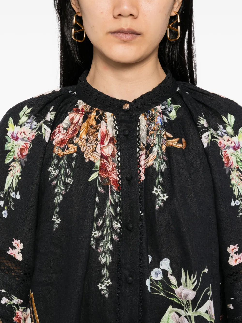 Camilla Noble Endeavors Puff Sleeve Linen Shirtdress In Black