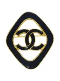 CHANEL Pre-Owned 1993 rhombus-shape brooch - Black