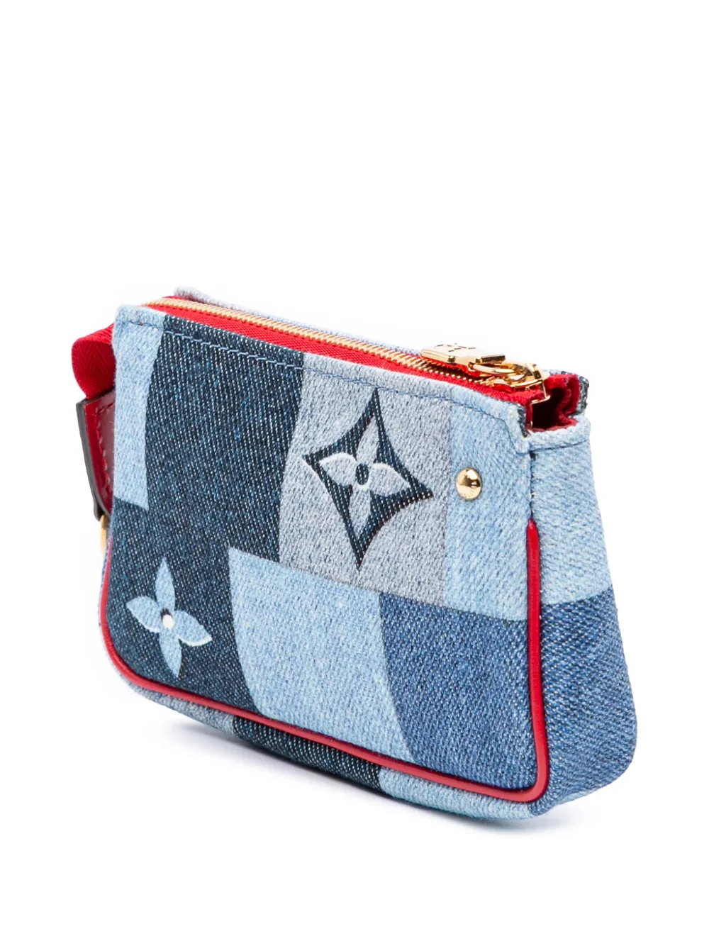 Pre-owned Louis Vuitton 2019 Micro Monogram Denim Patchwork Pochette Accessoires Pouch