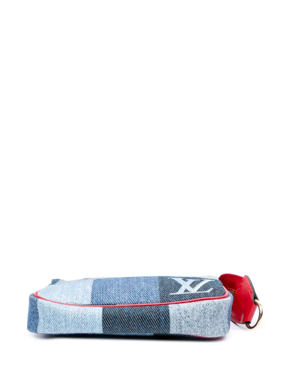 Pre-owned Louis Vuitton 2019 Micro Monogram Denim Patchwork Pochette Accessoires Pouch