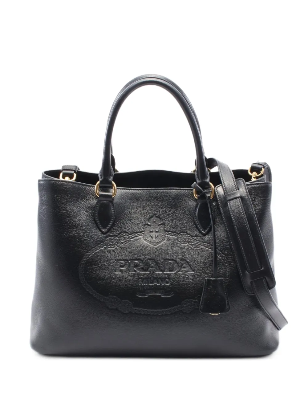 Prada Pre-Owned tote con logo en relieve 2010 | negro | Image 1