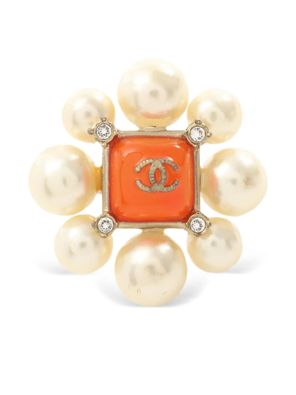 Pre-owned Chanel 1986-1988 Cc Logo Ring