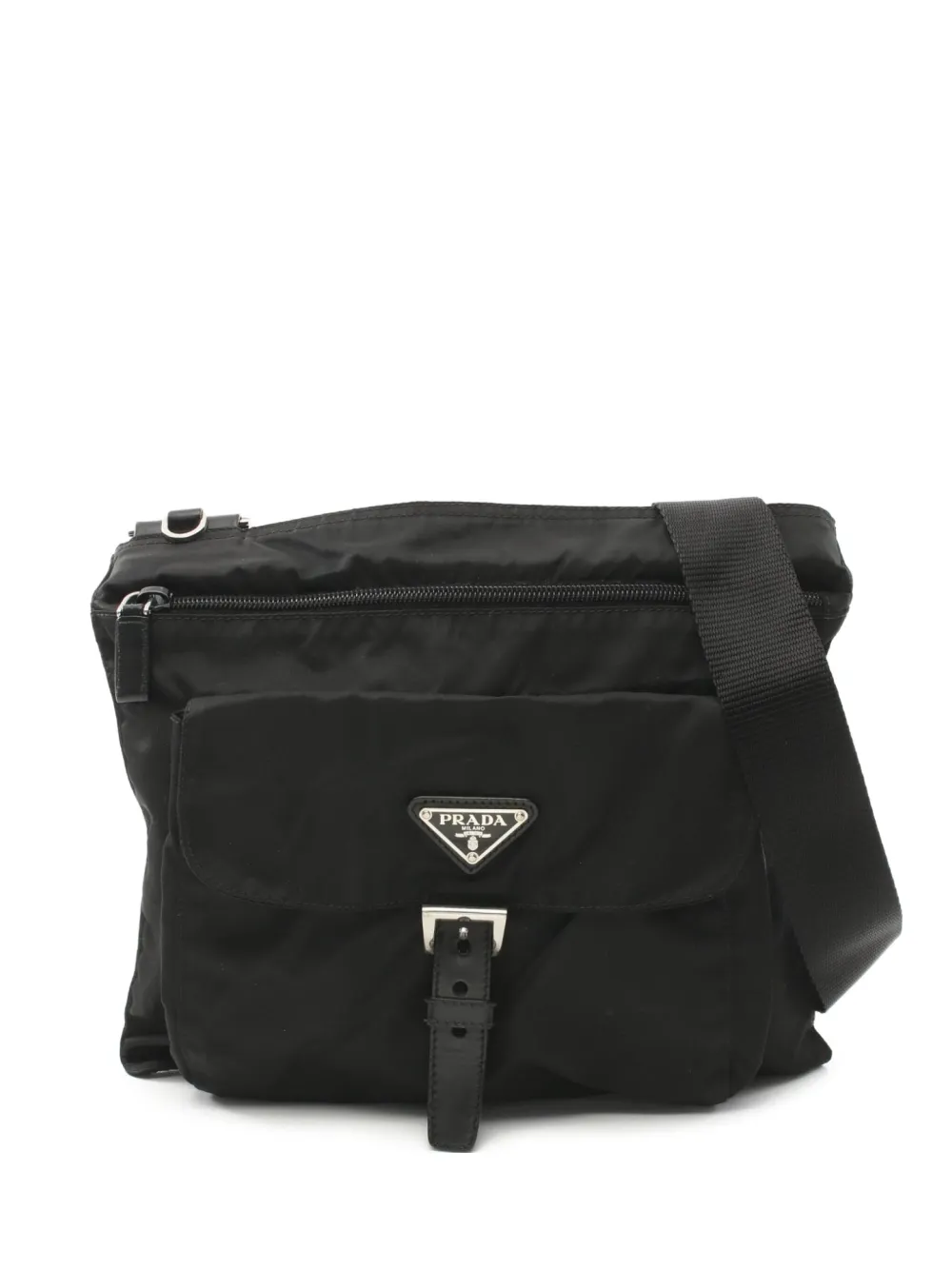 Prada Pre-Owned 2000s リナイロン トライアングル ショルダーバッグ - ブラック Prada Pre-Owned 2000s リナイロン トライアングル ショルダーバッグ - ブラック