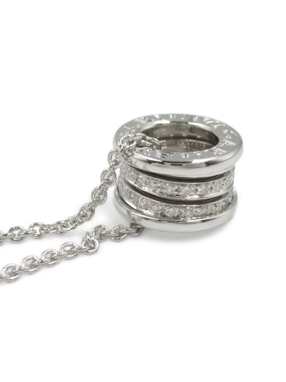 Pre-owned Bvlgari 2010s 18k White Gold B.zero1 Diamond Necklace