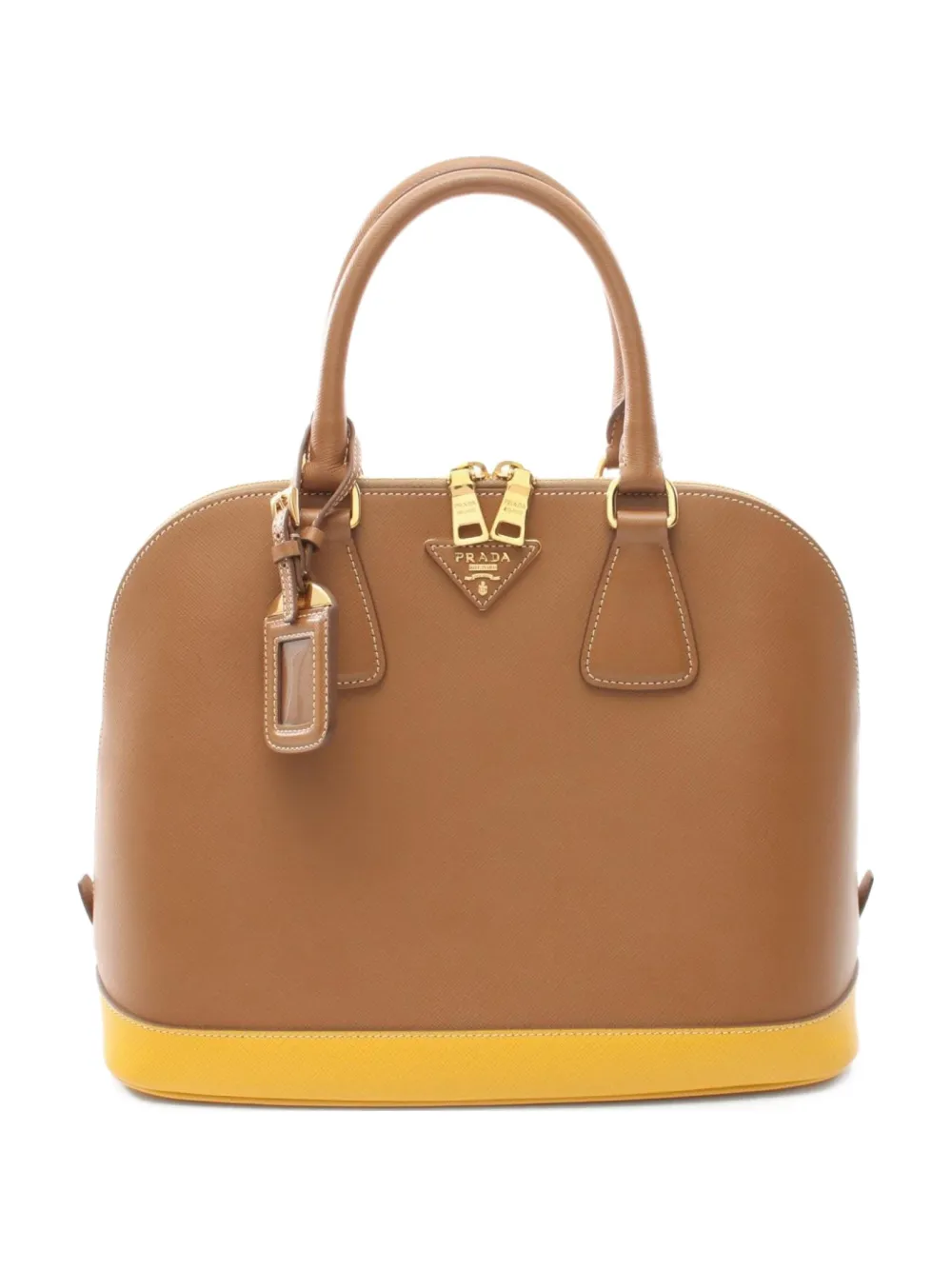 Prada Pre-Owned 2010s enamel-triangle tote bag | Brown | Image 1