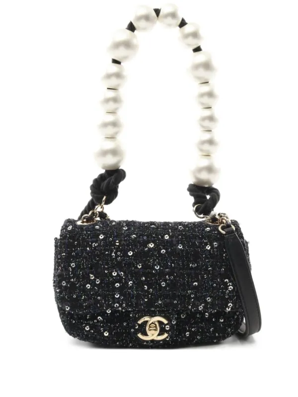 CHANEL Pre-Owned Bolsa De Tweed Mini 2019 Azul FARFETCH CO