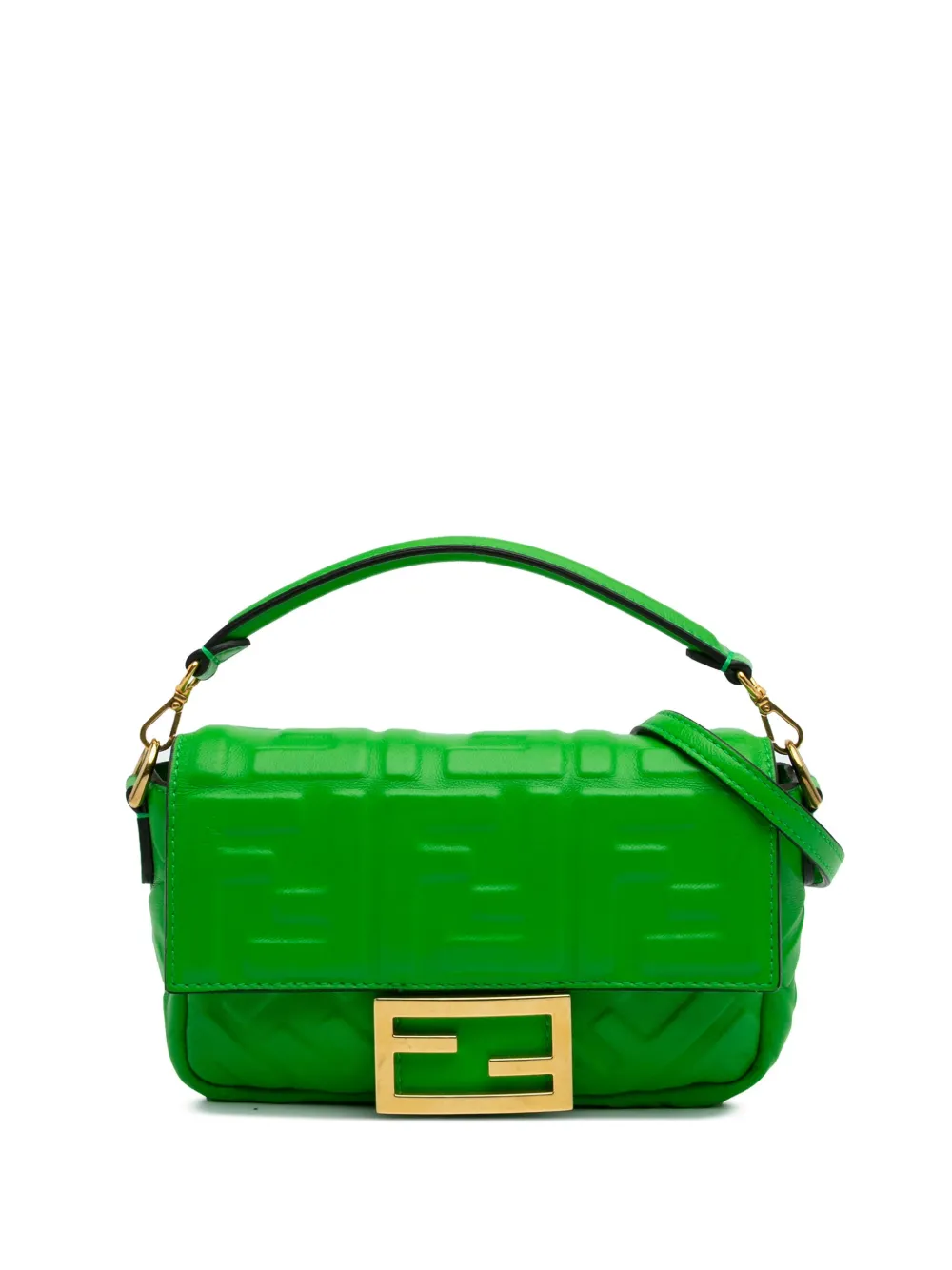 Fendi Pre-Owned 2010-2025 Mini Embossed Zucca Baguette satchel - グリーン Fendi Pre-Owned 2010-2025 Mini Embossed Zucca Baguette satchel - グリーン