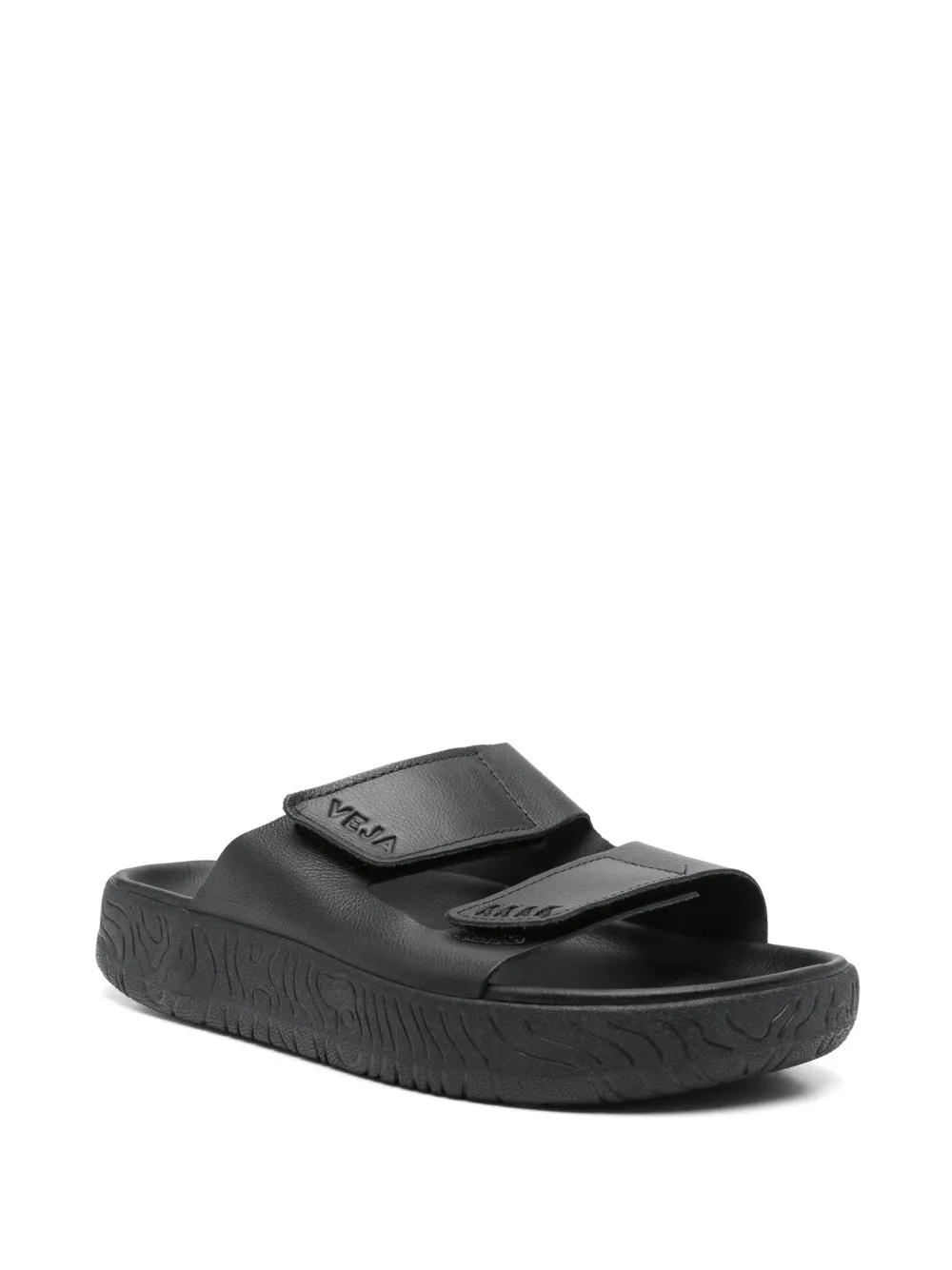 VEJA Slippers met logo-reliëf Zwart