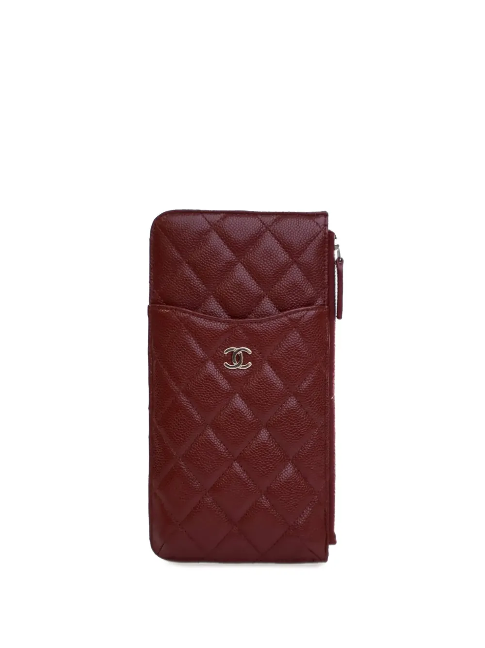 Pre-owned Chanel 2020 Cc Quilted Caviar Flat Phone Case Wallet Pouch