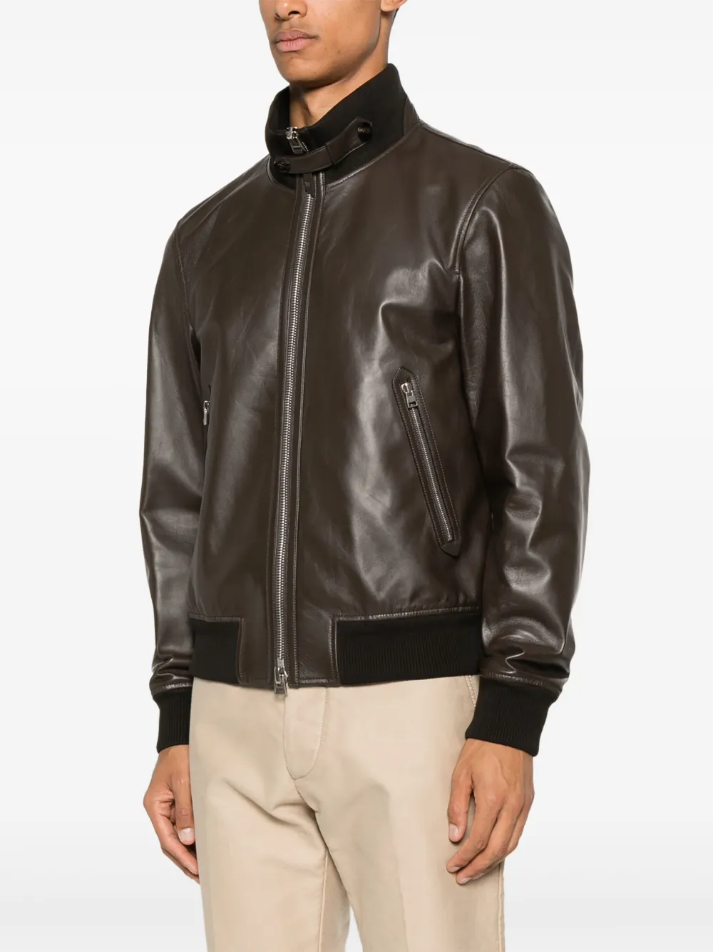 TOM FORD Leren jack Bruin