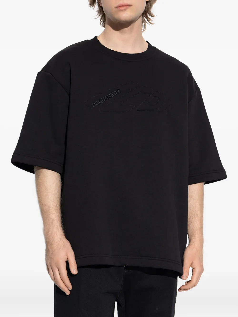 DSQUARED2 T-shirt met geborduurd logo Zwart