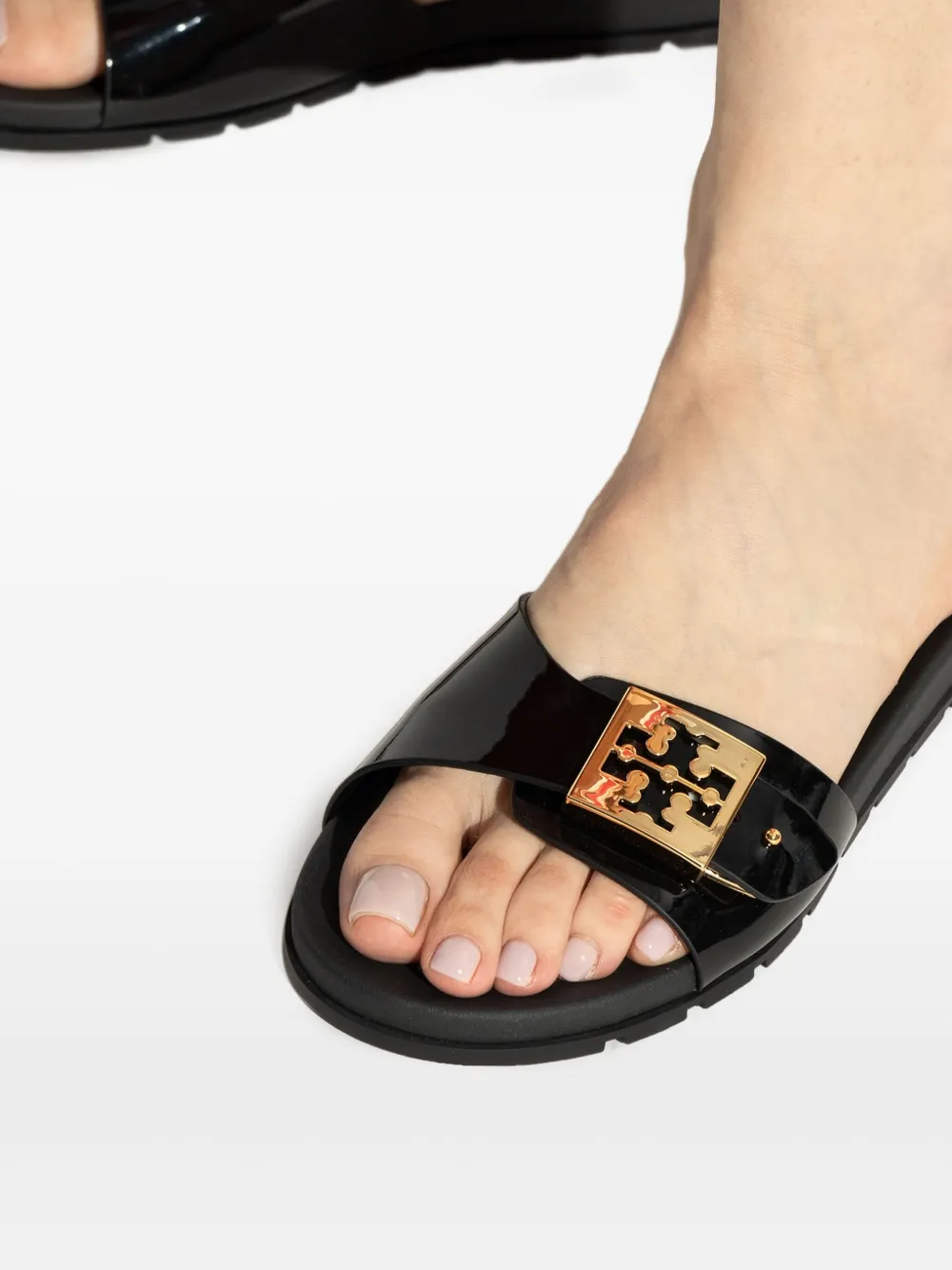 Tory Burch logo-buckle slides Black
