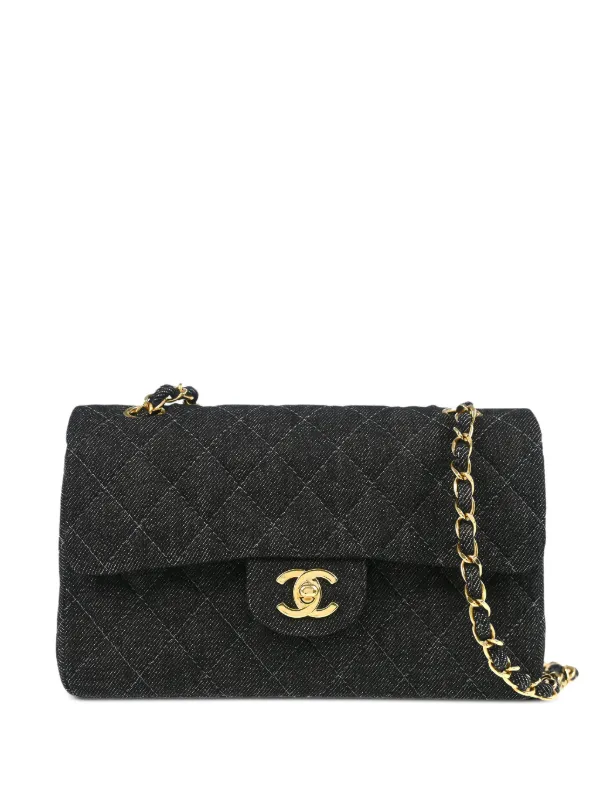Chanel Pre-owned 1998 Small Classic Double Flap Shoulder Bag in Black