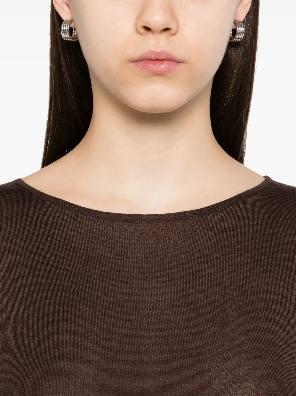 Brunello Cucinelli Fijngebreid T-shirt Bruin