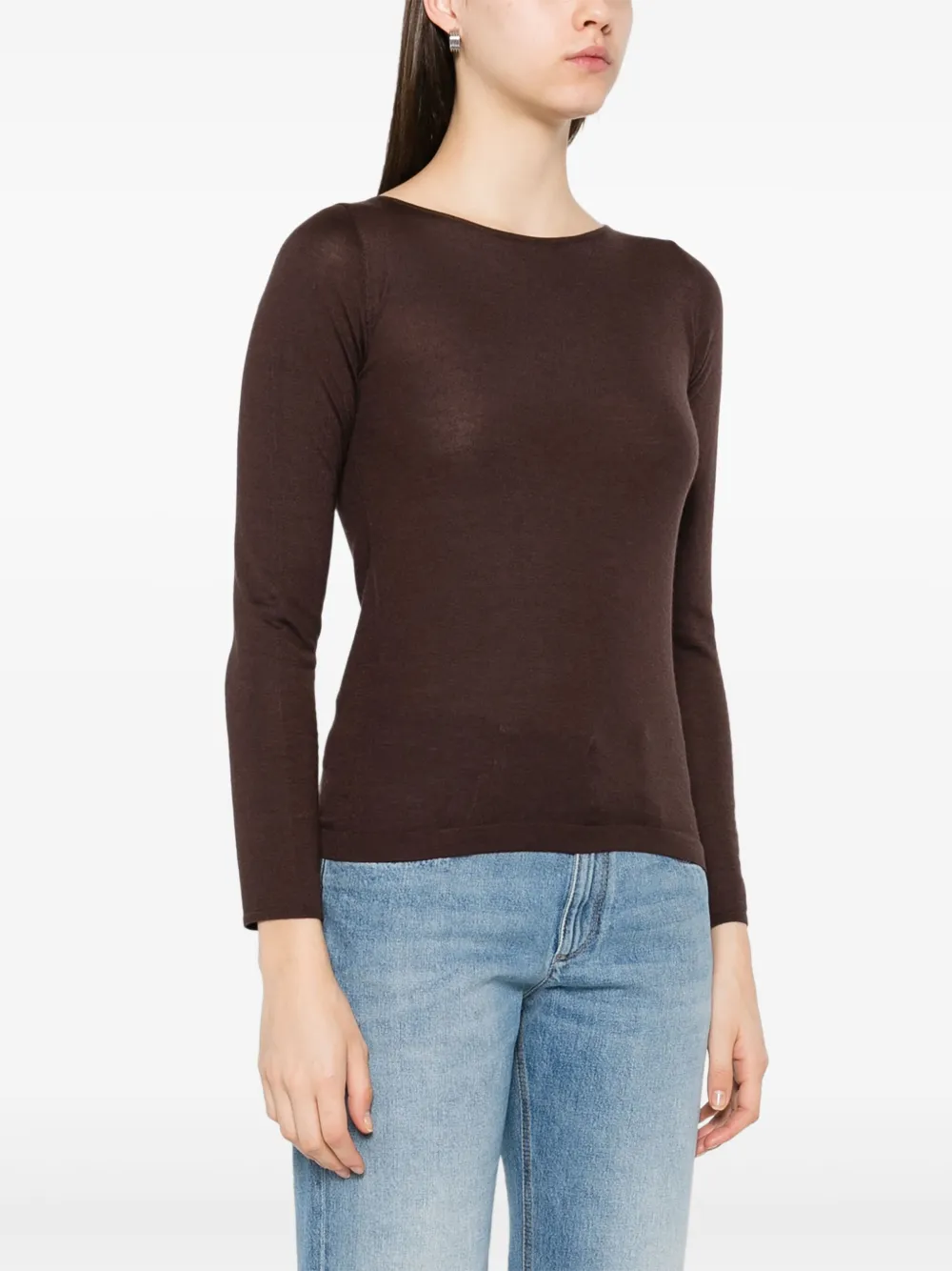 Brunello Cucinelli Fijngebreid T-shirt Bruin