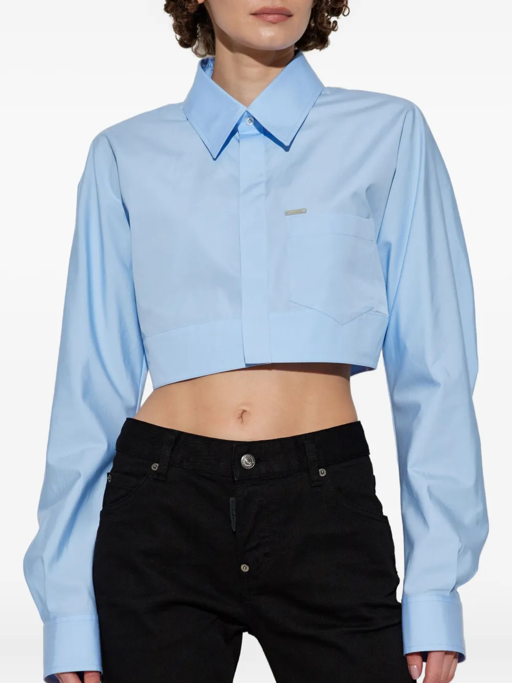 DSQUARED2 cropped cotton shirt Blauw