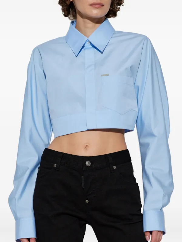 DSQUARED2 Cropped Cotton Shirt | Blue | FARFETCH