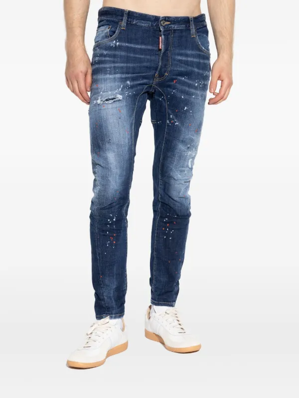 DSQUARED2 Tidy Biker Cotton Jeans | Blue | FARFETCH CA