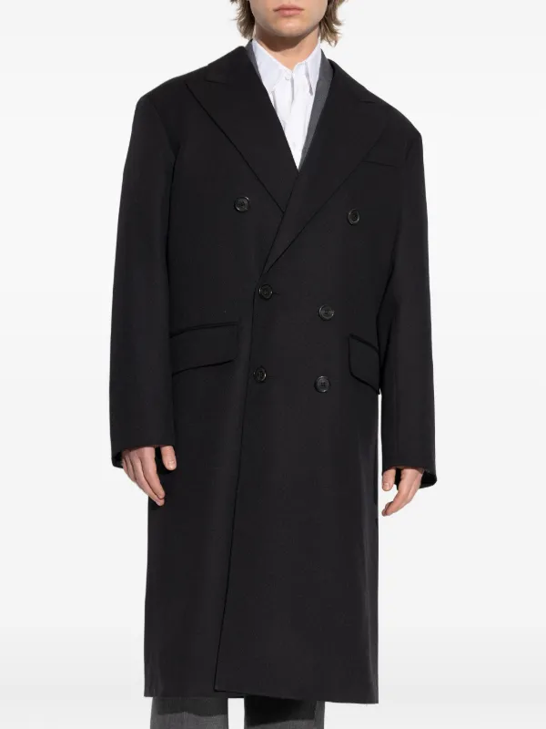 【DSQUARED2】ウール ダブルブレステッドコート 48 DSQUARED2 ダブルコート | ブラック | FARFETCH JP