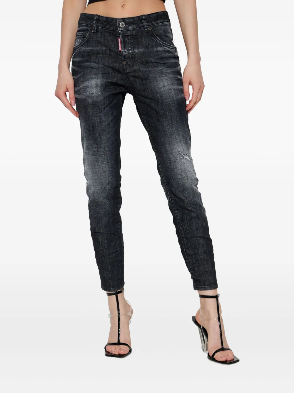 DSQUARED2 Jeans met gescheurd detail Zwart