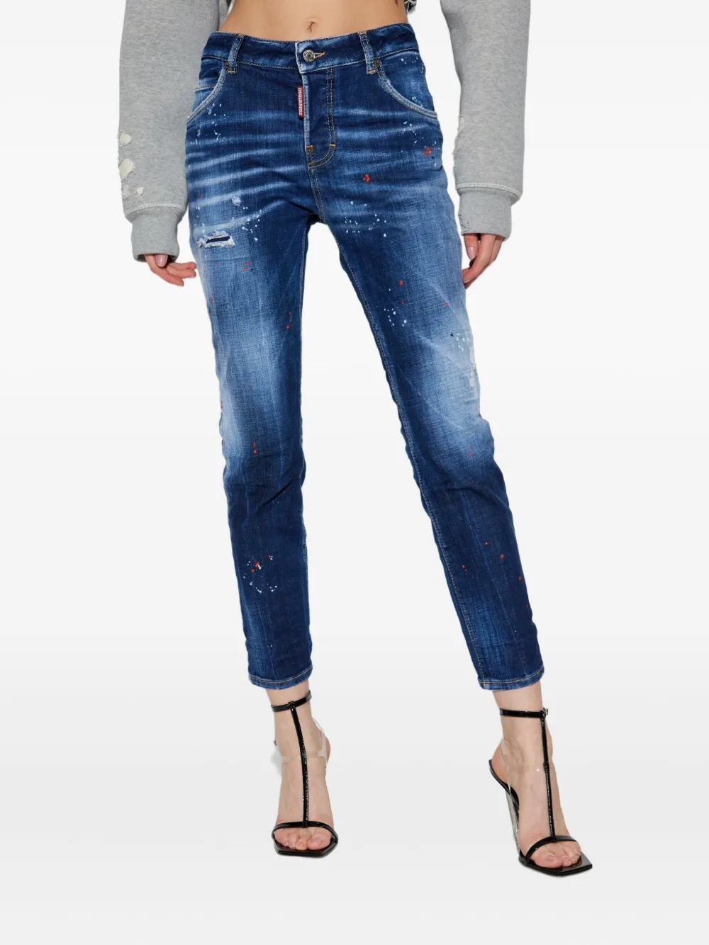 DSQUARED2 WHISKERING-EFFECT SKINNY JEANS