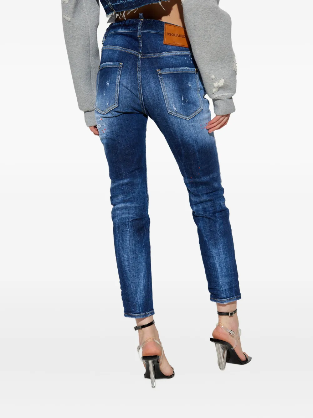 DSQUARED2 WHISKERING-EFFECT SKINNY JEANS