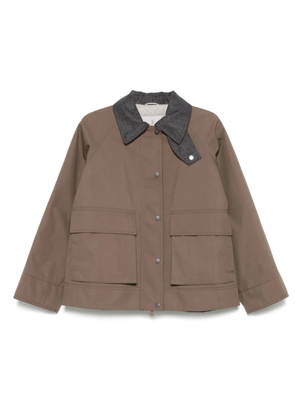 Brunello Cucinelli contrasting-collar jacket | Brown | Image 1