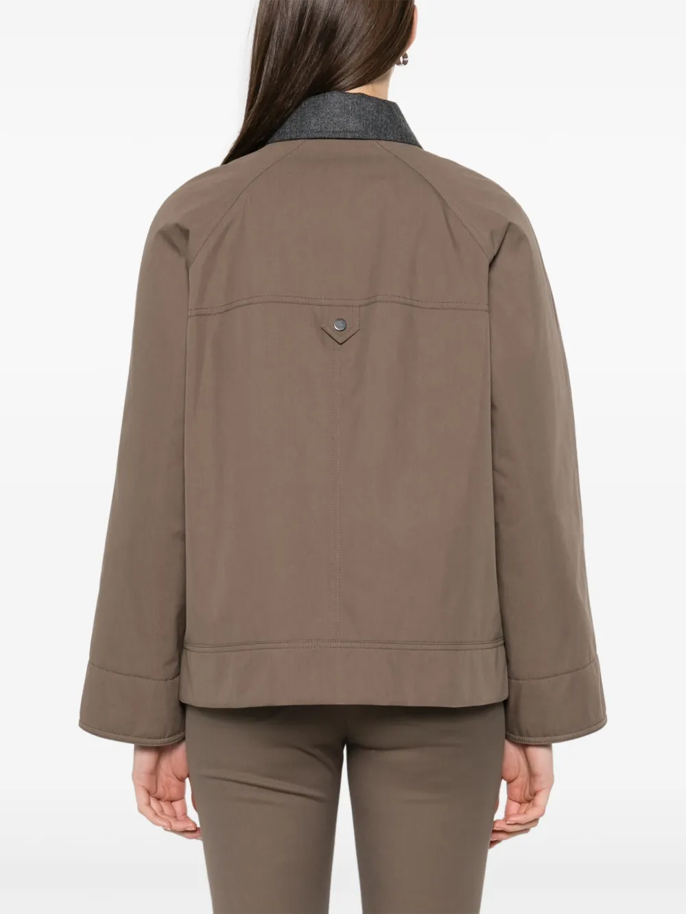 Brunello Cucinelli Donsjack met contrasterende kraag Bruin