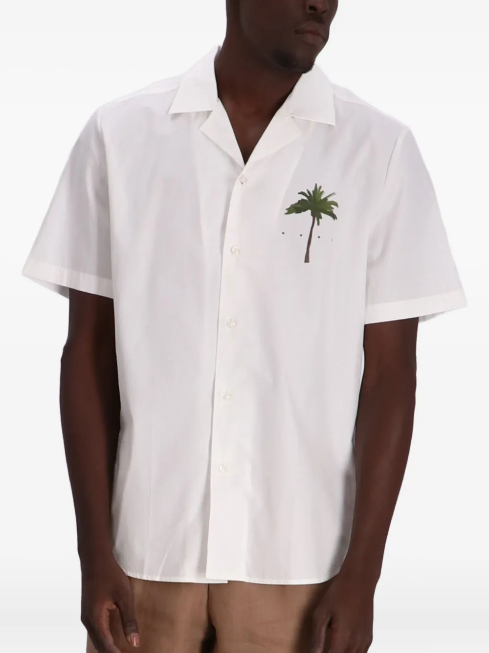 HUGO Overhemd met palmboomprint en korte mouwen - Wit