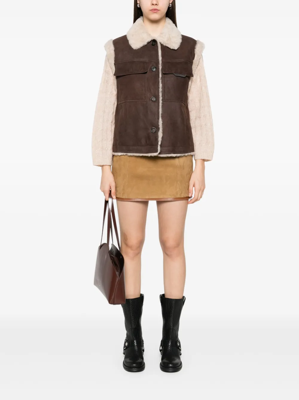 BRUNELLO CUCINELLI SHEARLING-COLLAR GILET