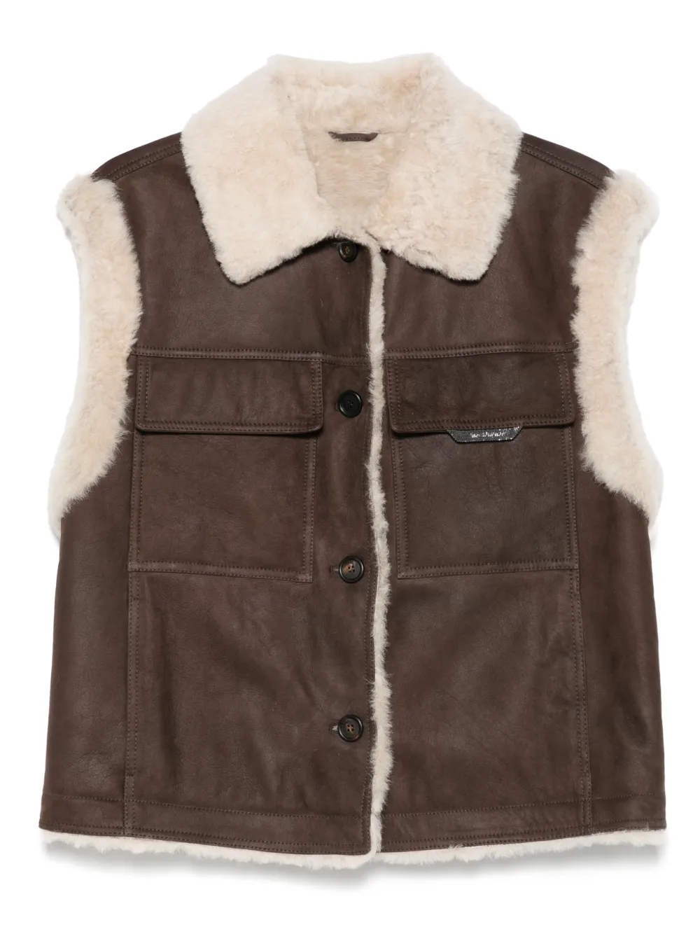 BRUNELLO CUCINELLI SHEARLING-COLLAR GILET