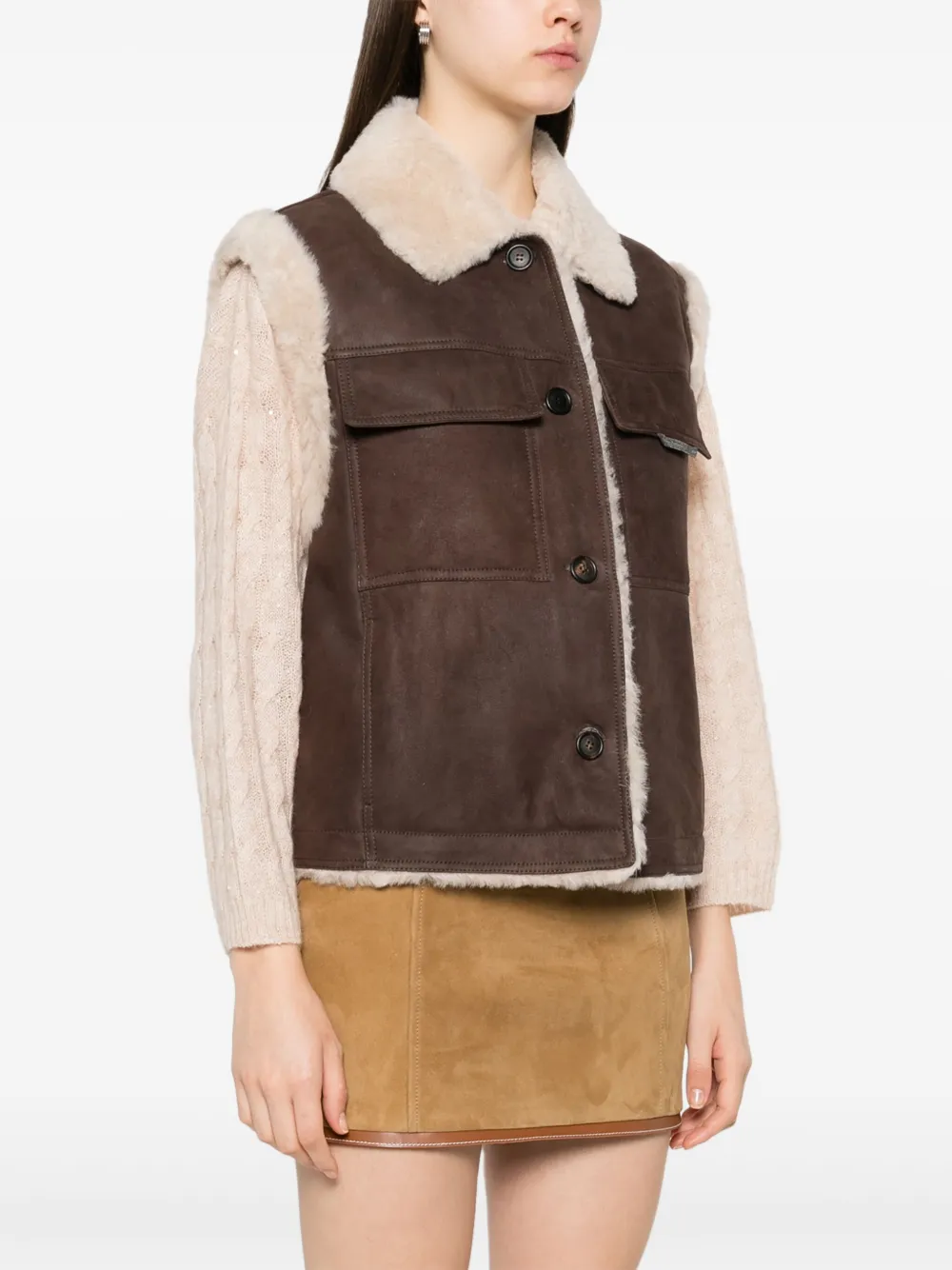 BRUNELLO CUCINELLI SHEARLING-COLLAR GILET